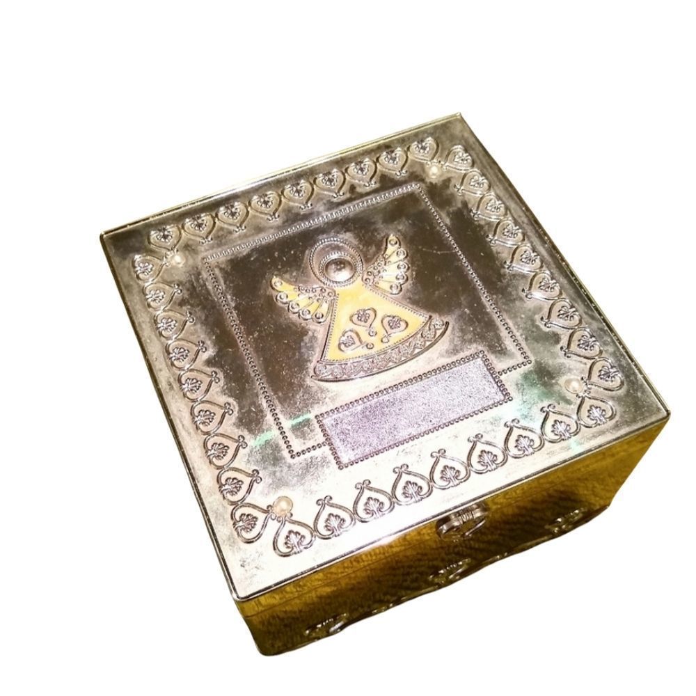 Silver toned trinket box with Angel top